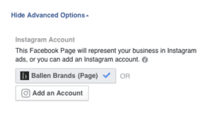 Screenshot for how to create an Instagram ad by connecting Facebook and Instagram accounts