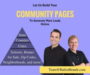 Community Pages ad for Real Estate Lead Generation with Keywords