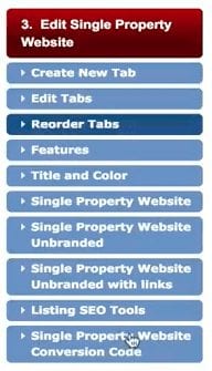 Screen shot of Listings to Leads section for editing the single property website