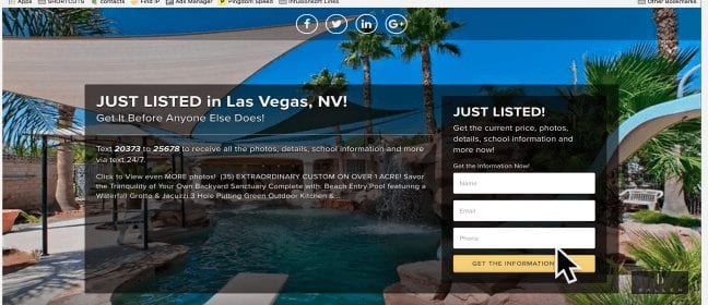 Screenshot of Listings to Leads single property landing page