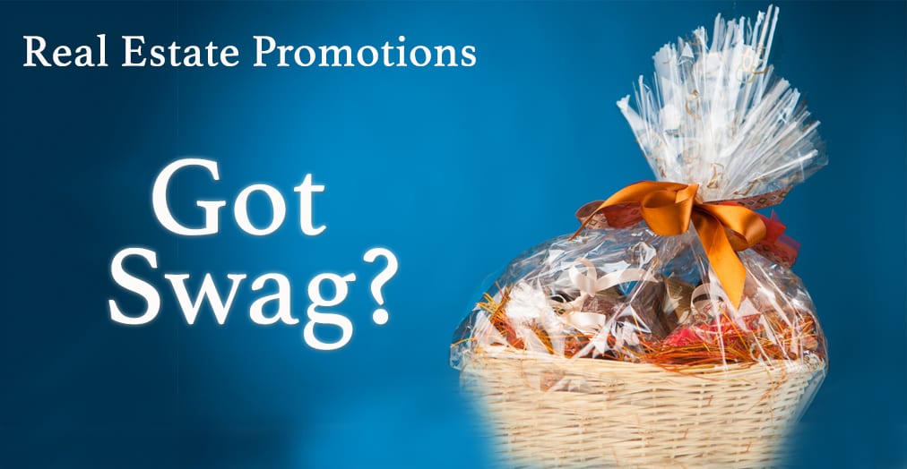 Cover image for Real Estate Promotion with Swag, featuring a gift basket on a blue background.