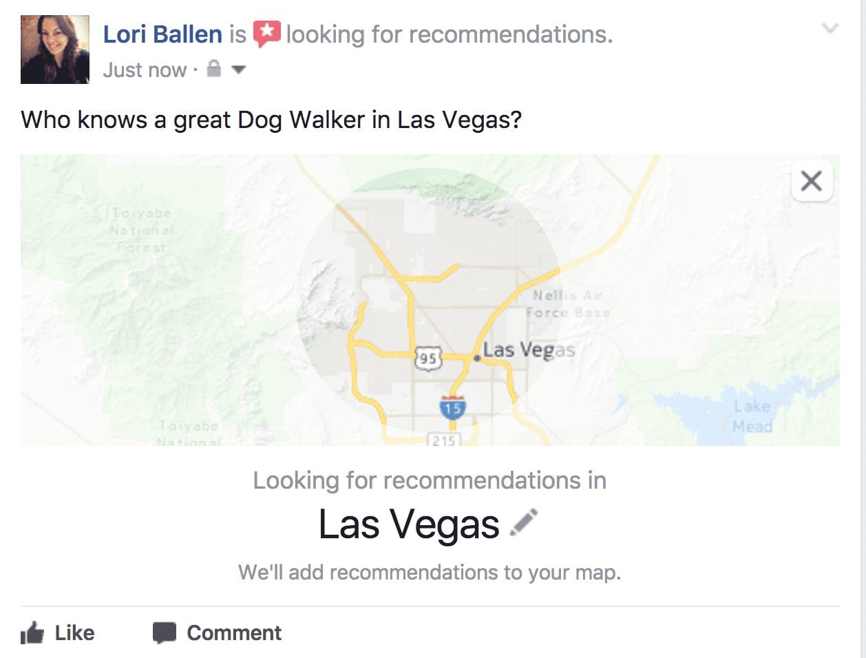 Facebook Recommendations: How to ask for recommendations