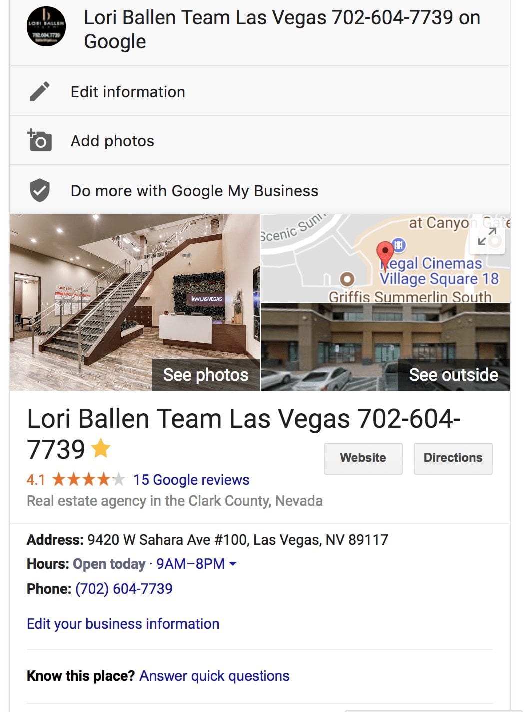 Google My Business Local Pack Profile Box on Google SERP can be edited from the page