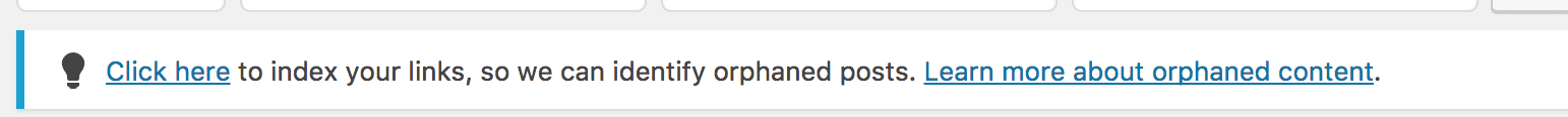 Yoast SEO tells you to click to update orphaned content links