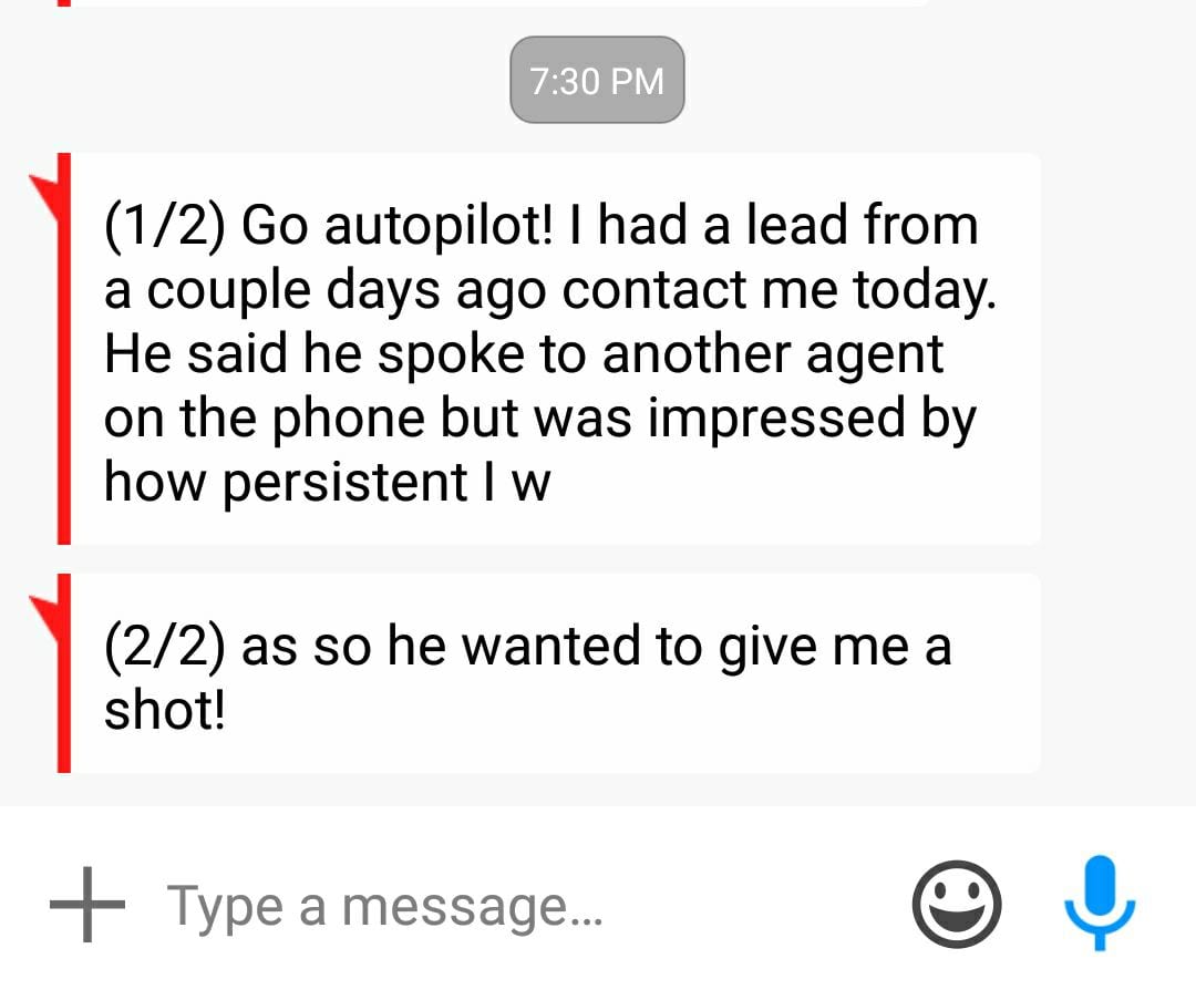 Sampe Text regarding the great results of auto pilot isa