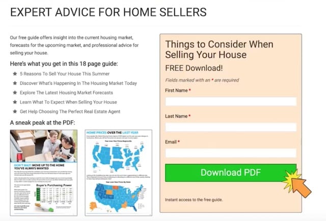 Sample of a Real Estate Landing Page