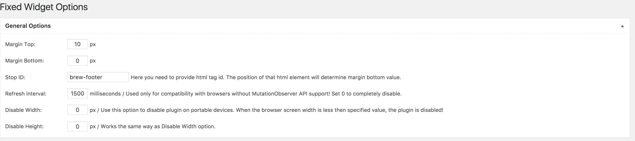 Fixed widget plugin settings showing stop ID as brew-footer