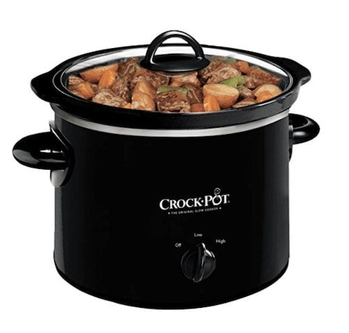 Small Crock pot with lid has roast beef