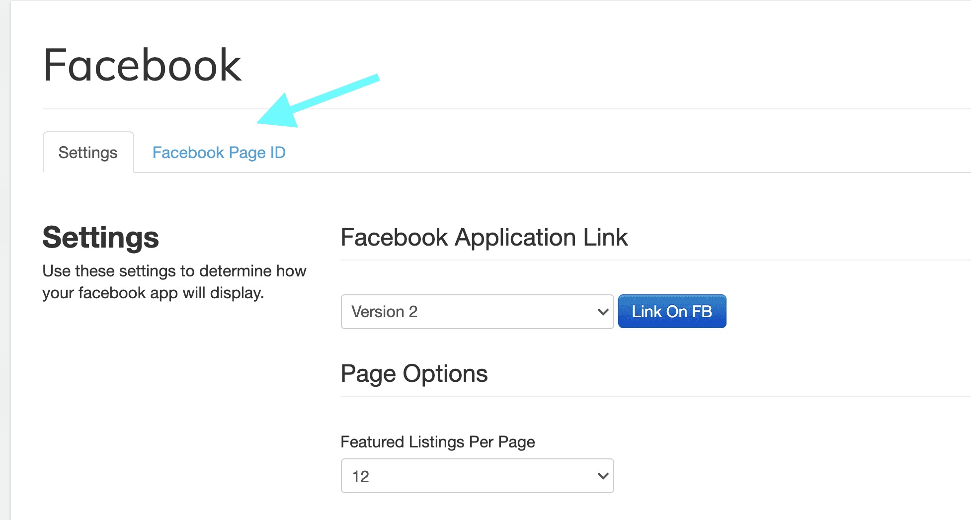 Click on the Facebook ID Tab once you choose edit page 