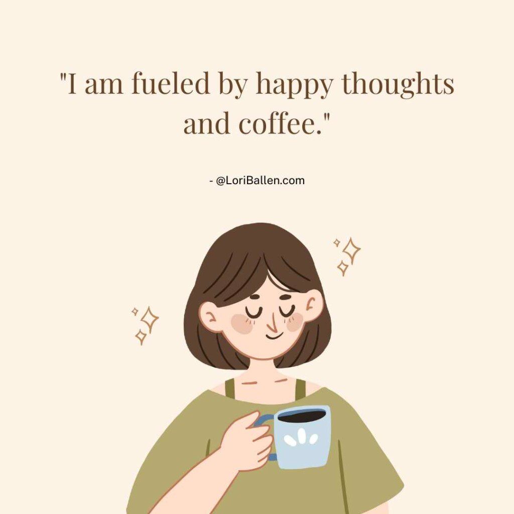 I am fueld by happy thoughts and coffee canva template for social media generation
