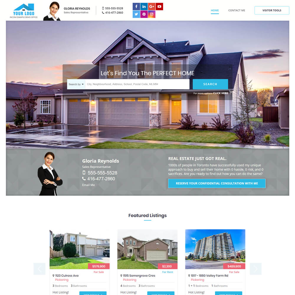 For those who want a more budget-friendly option, InCom Real Estate is the best. It provides a lot of stand-out features for simple but highly responsive websites. A few key things make it stand out, including its optimized IDX websites with targeted landing pages and the buyer and seller leads on demand if you choose to use them. The tools are more straightforward, but most templates are highly interchangeable with just a few clicks.