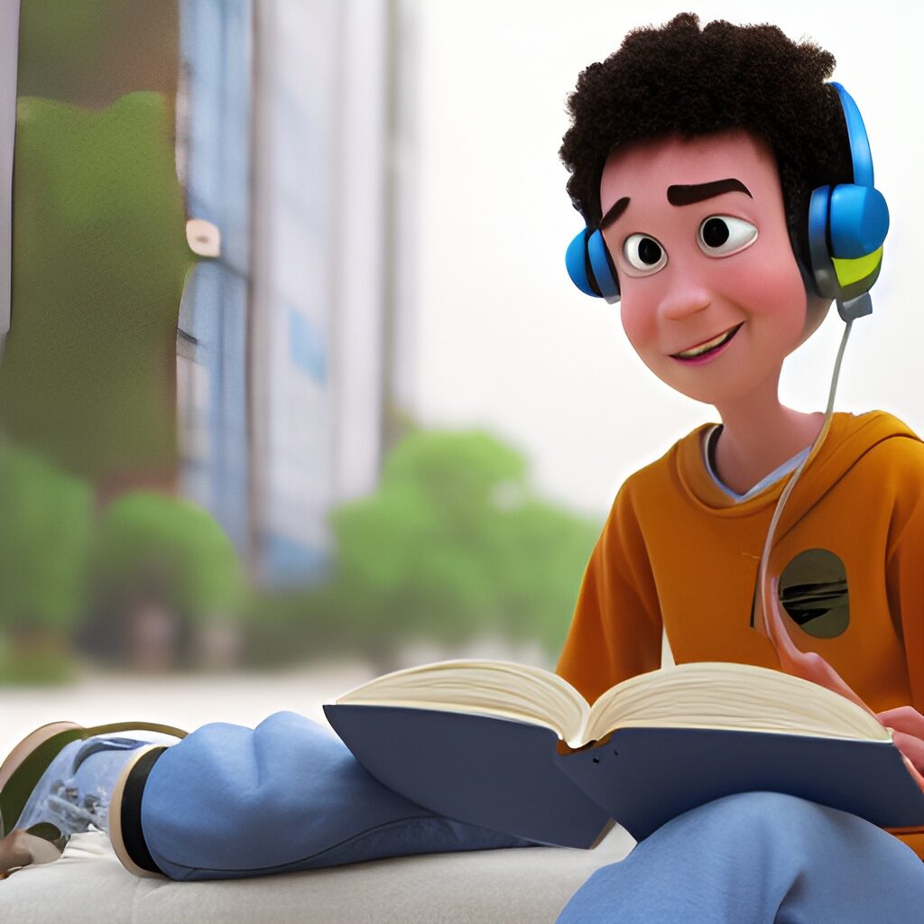 boy listening to an audiobook