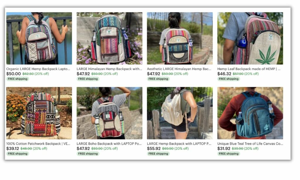 etsy shop sells backpacks