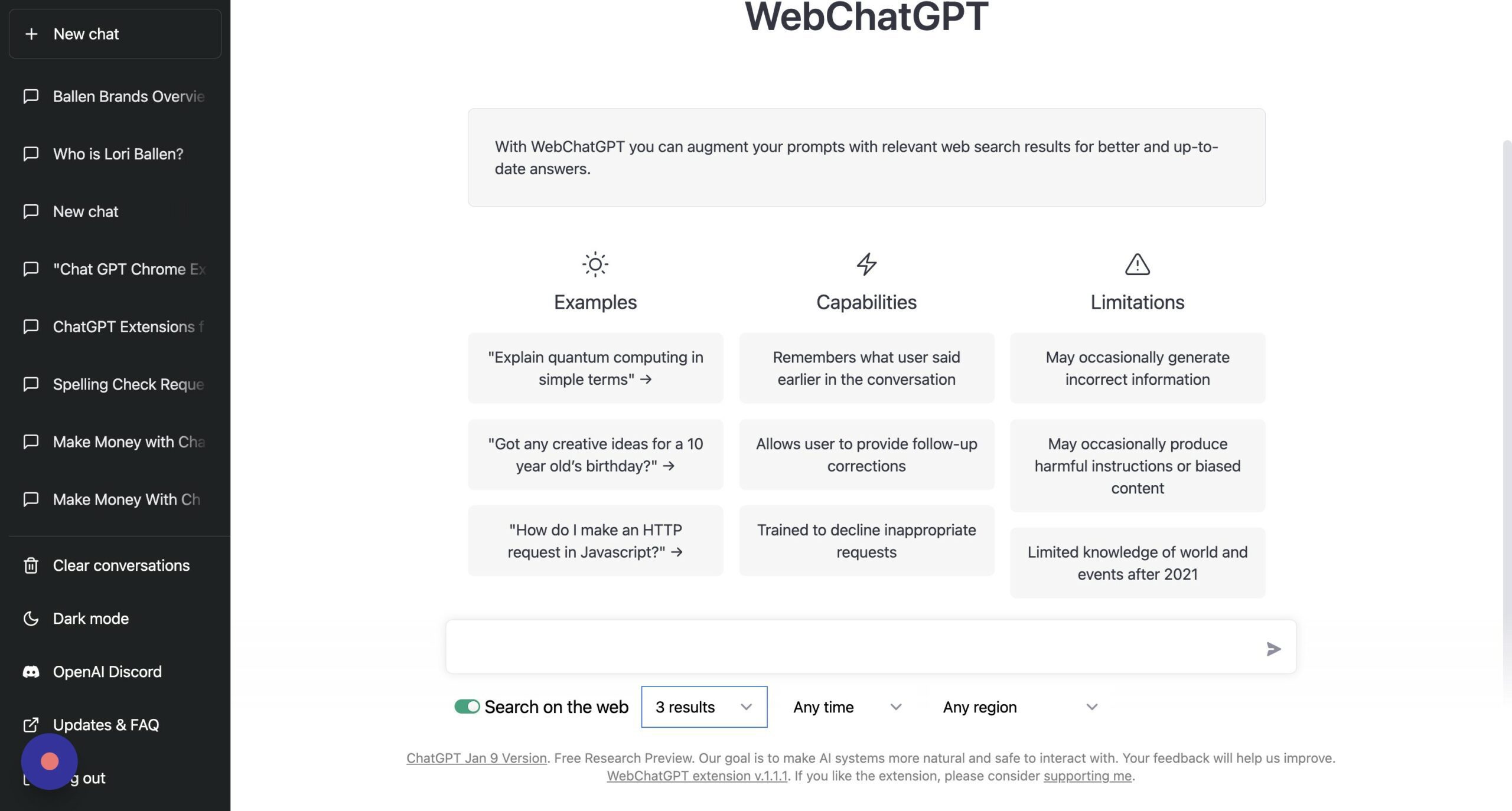 ChatGPT with WebChatGPT installed