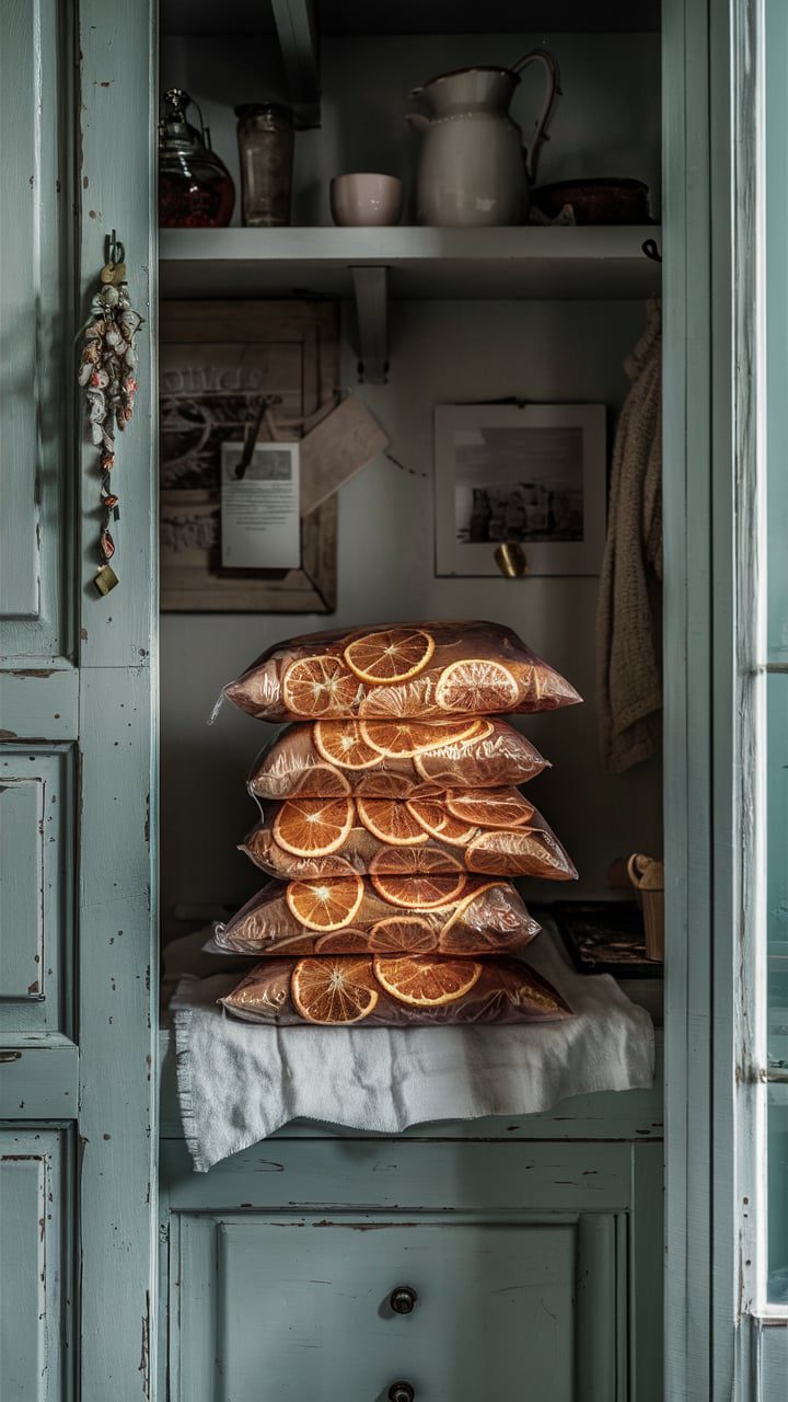 Keep the dried orange slices dry and away from air by storing them in a sealed container or bag. This keeps them safe from damage. The seal keeps the slices fresh and whole.