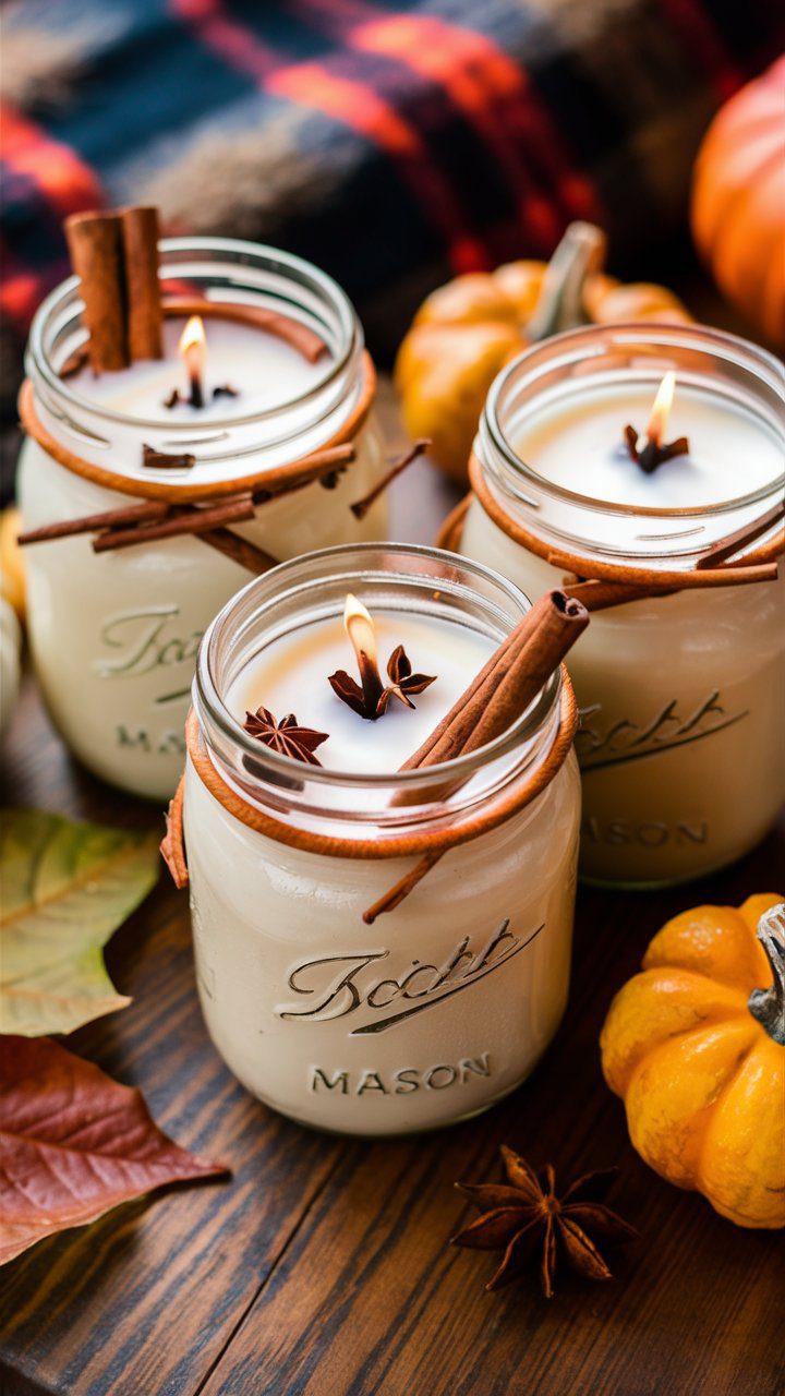 Candles are a quintessential element of fall decor, offering both warmth and a flickering glow that adds to the season’s charm. Making your own fall-scented candles allows you to customize scents and add a personal touch to your home.