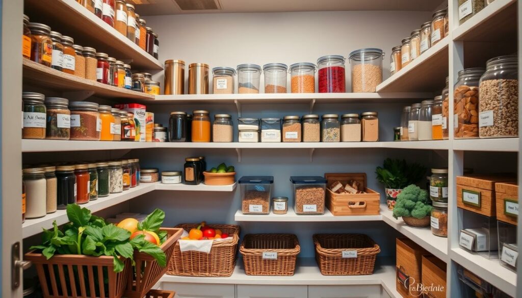 Organized pantry shelves
