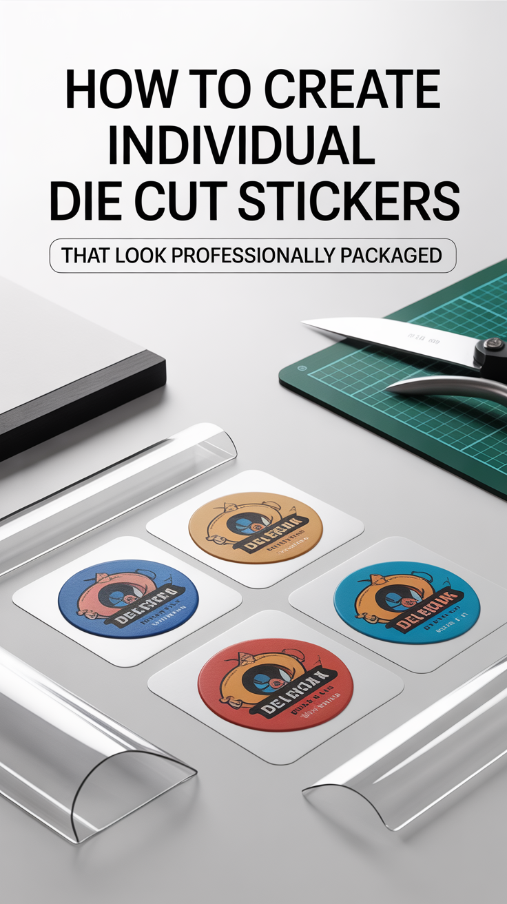 If you want standalone stickers instead of sheets, choose Die Cut in Cricut Design Space. This setting cuts through both the sticker and its backing, giving you individual pieces ready for packaging or giveaways. You can customize the border thickness — thin for a clean edge or wide for a bold outline — and even match the border color to your brand palette.