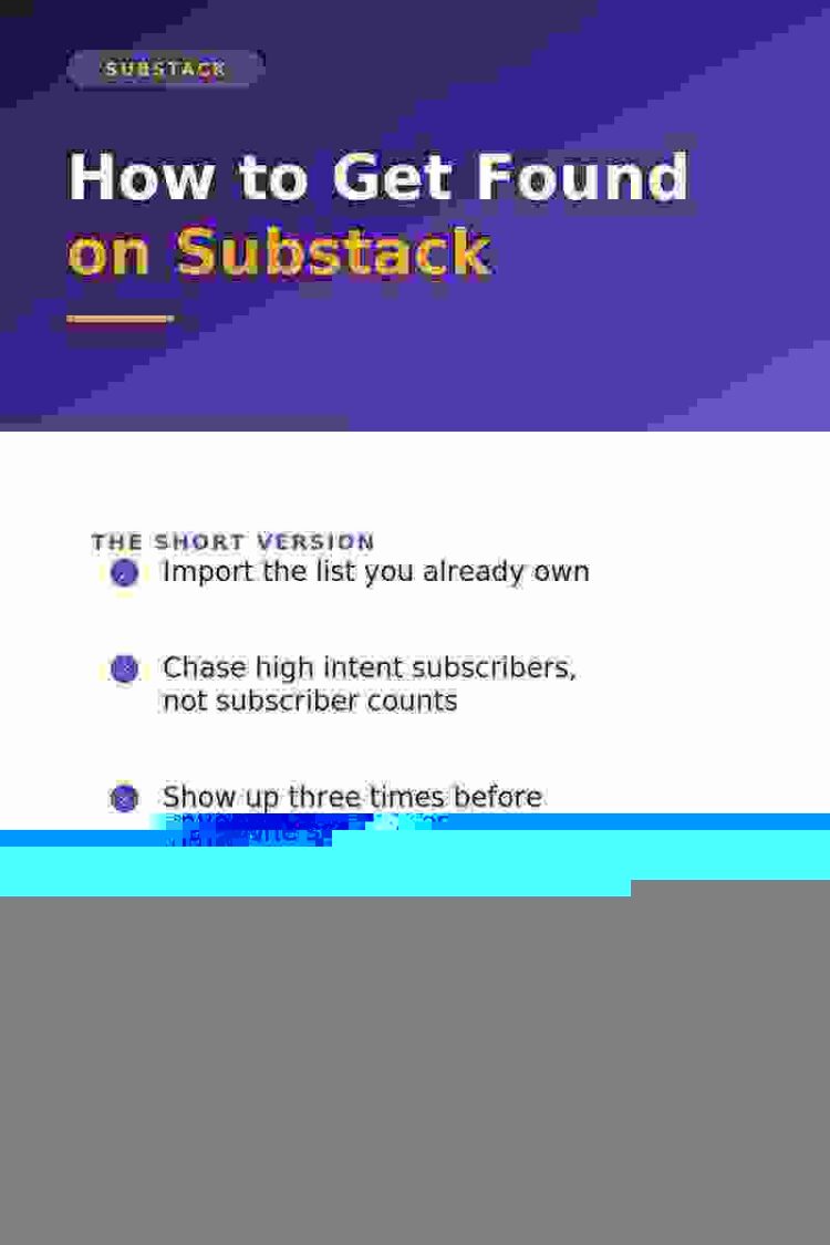 How to get found on Substack: import the list you own, chase high intent subscribers, show up three times